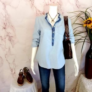 J. Crew popover cotton chambray denim shirt